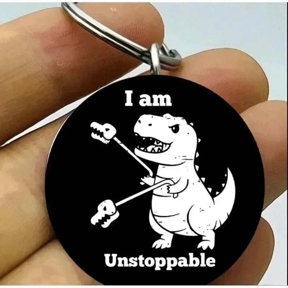 Trex Plays Toy I'm Unstoppable Funny Keychain Dinosaur